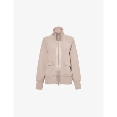 Varley Womens Roxbury Sateen-trimmed Stretch-woven Jacket Taupe Marl