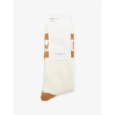 Varley Womens Egret/golden Bronze Spencer Branded Stretch-woven Socks In Multi