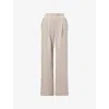Varley Womens Taupe Marl The Extra Wide-leg Stretch-woven Trousers In Brown