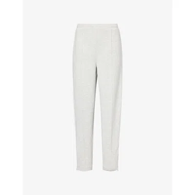 Varley Womens Light Grey Marl The Slim Pintuck Stretch-jersey Trousers In White
