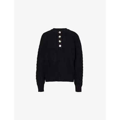 Varley Womens Vera Cable-knit Cotton-blend Jumper Black