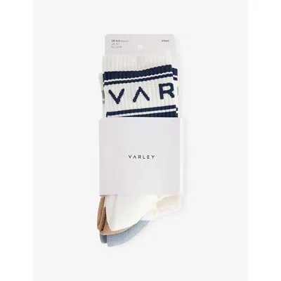 Varley Womens White / Birch / White Astley Active 3-pack Knitted Socks
