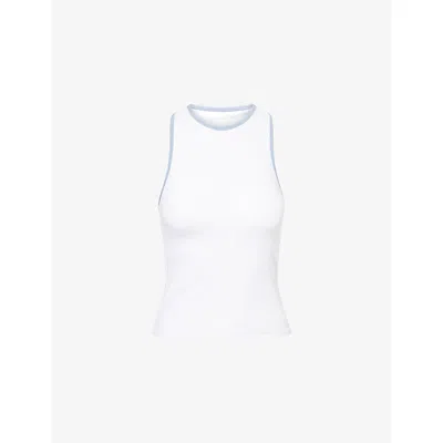 Varley Womens White/blue Rain Agneta Performance Stretch-woven Top Xl