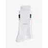 Varley Womens  Lamar Club Stripe-trim Cotton-blend Sockd In White/forest/ochre