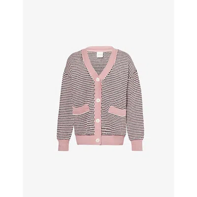 Varley Womens Tiffany Textured Cotton-knit Cardigan Woodrose Multi Stitch In Woodrose Multi Stitch