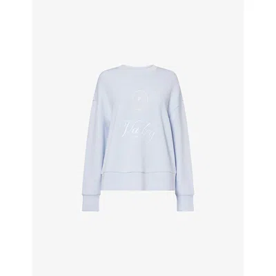Varley Womens Xenon Blue Rasco Namesake Embroidered Jersey Sweatshirt