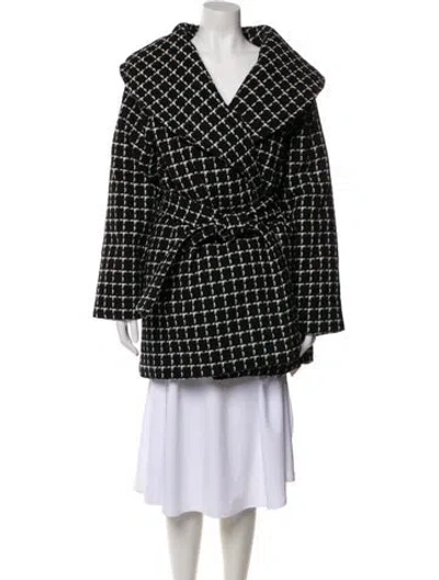 Pre-owned Varley Wool Plaid Print Coat W/ Tags In Black