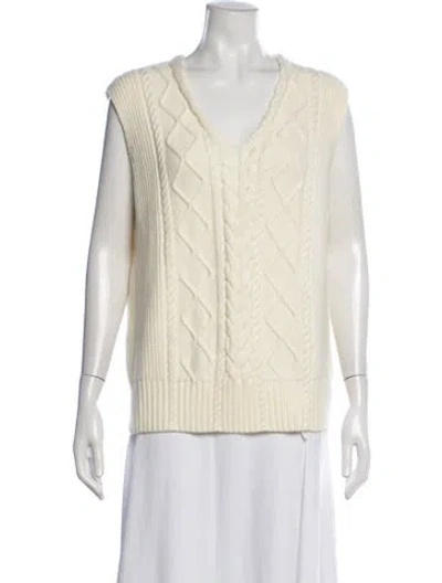 Pre-owned Varley Wool V-neck Sweater In Neutrals