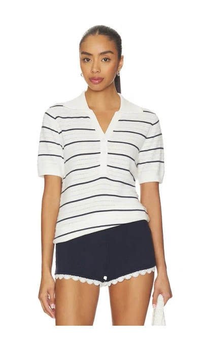 Varley Wren Knit Polo Top In White