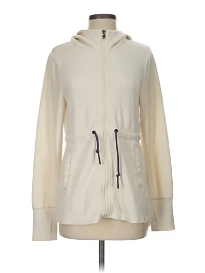 Pre-owned Varley Zip Up Hoodie In White