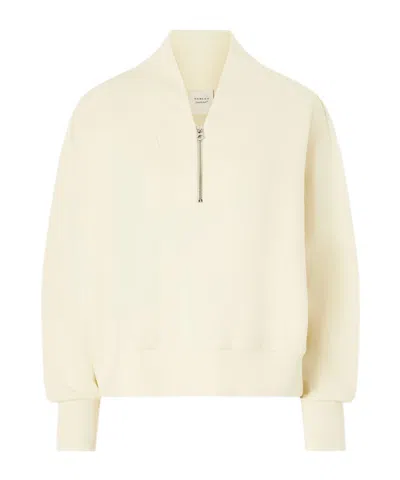 Varley Zip V-neck Cropped Sweatshirt In Neutral