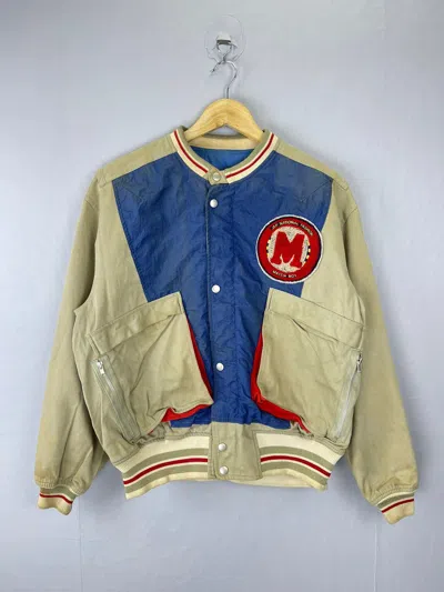 Pre-owned Varsity Jacket X Vintage Vtg Japan National Fashion Color Block Reversible Varsity (size Large) In Multicolor