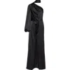 Vasiliki Amalia One Sleeve Satin Jumpsuit In Black