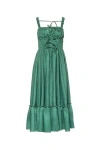 Vasiliki Amara Ruched Midi Linen Dress In Green