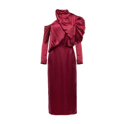 Vasiliki Atelier Women's Anabele True Red Silky Midi Dress