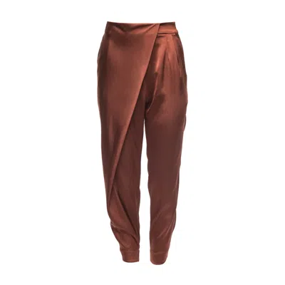 Vasiliki Atelier Women's Brown Cristal Wrap Pants Bronze