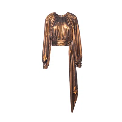 Vasiliki Atelier Women's Gold / Brown Rayna Draped Top Copper In Gold/brown