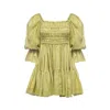 Vasiliki Atelier Women's Green Amelia Ruched Mini Linen Dress In Lime Cream In Green