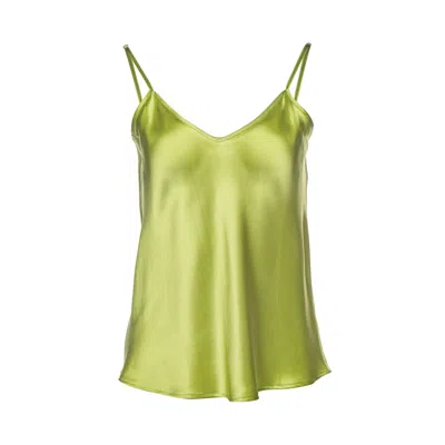 Vasiliki Atelier Women's Green Vasiliki V-neck Silk Camisole In Lime Cream