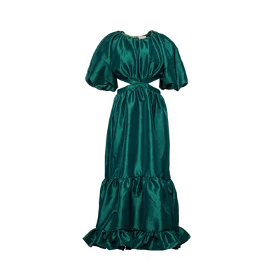 Vasiliki Atelier Women's Laila Maxi Taffeta Dress In Emerald Green