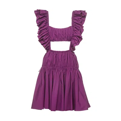 Vasiliki Atelier Women's Pink / Purple Dahlia Ruched Mini Dress In Grape In Multi