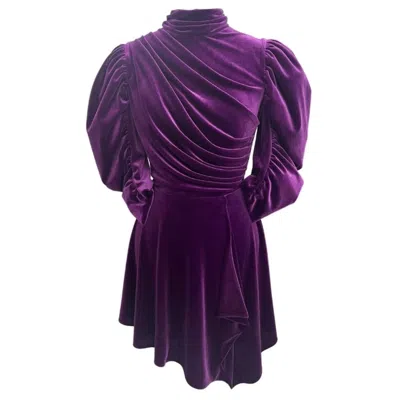 Vasiliki Atelier Women's Pink / Purple Flavia Mini Draped Dress Velvet Cassis In Pink/purple