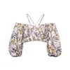 Vasiliki Atelier Women's Pink / Purple Isabella Ruched Top Guache Floral In Pink/purple