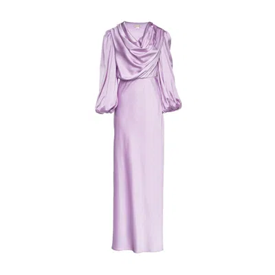 Vasiliki Atelier Women's Pink / Purple / Neutrals Alia Cowl Neck Silky Gown Lilac In Pink/purple