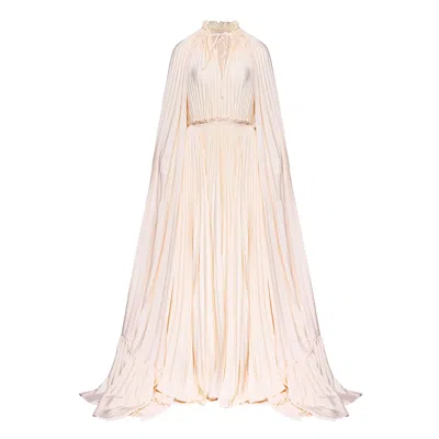 Vasiliki Atelier Women's Neutrals / White / Pink Zaria Plisse Cape Gown Peach Dust In Pink/purple