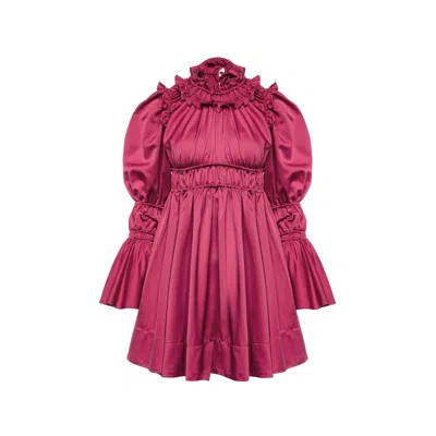 Vasiliki Atelier Women's Red Adele Ruched Mini Dress In Pink