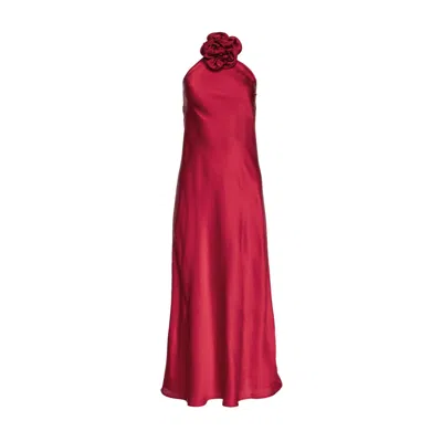 Vasiliki Atelier Women's Red Belle Scarlet Dress With Crystallized Flower