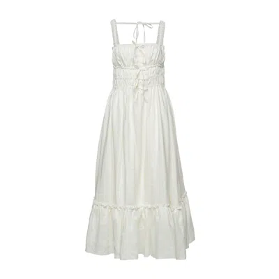Vasiliki Atelier Women's White Amara Ruched Midi Linen Dress In Pristine