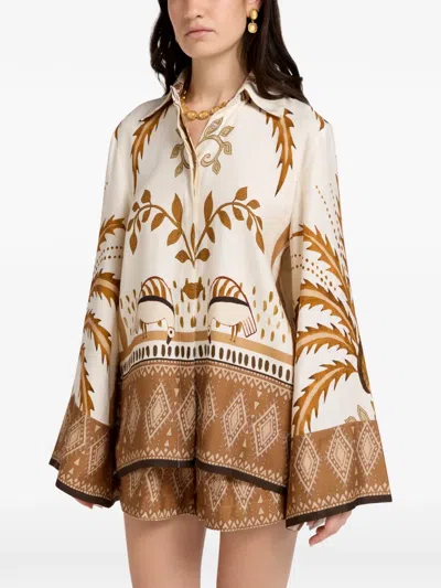 Vasiliki Bela Fonte Wide-sleeved Patterned Blouse In Multi