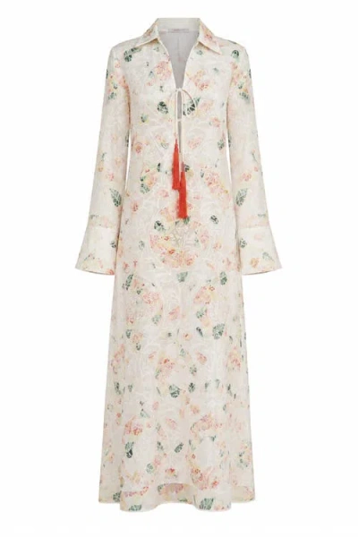 Vasiliki Elan Rania Shirt Dress Embroidered In Gold