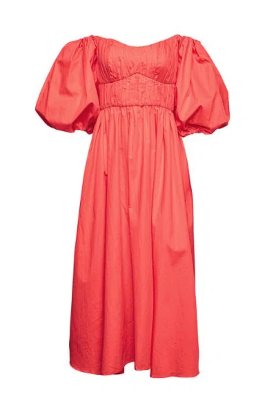 Vasiliki Farah Off-shoulder Midi Dress In Red