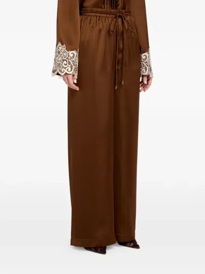 Vasiliki Haneen Lace-trim Trousers In Brown