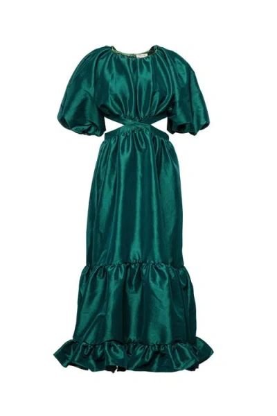 Vasiliki Laila Maxi Taffeta Dress In Green