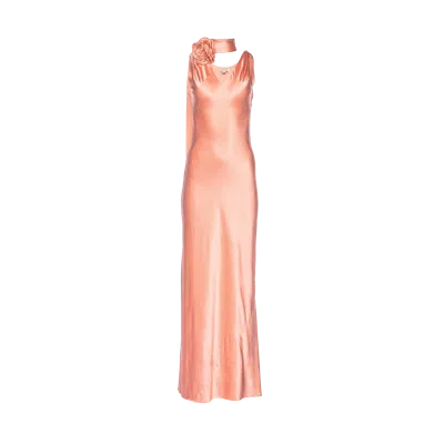 Vasiliki Luna Silk Bias Cut Dress Peach Nectar