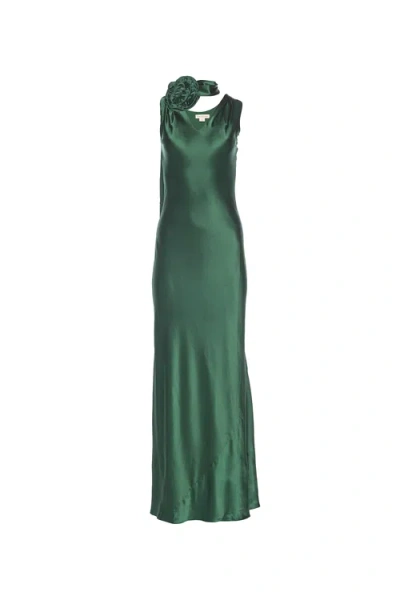Vasiliki Luna Silky Bias Cut Dress Emerald In Green