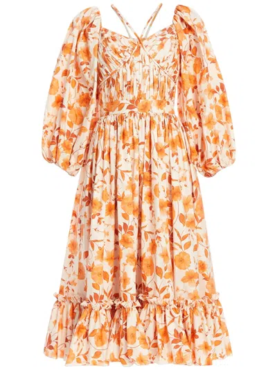 Vasiliki Naia Midi Dress In Orange