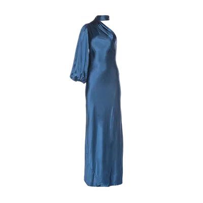 Vasiliki Tallula One-shoulder Bias Cut Gown In Smoke Grey