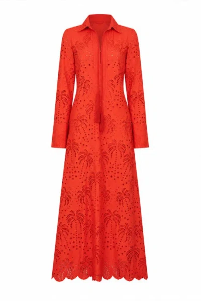 Vasiliki Zahra Embroidered Shirt Dress In Red