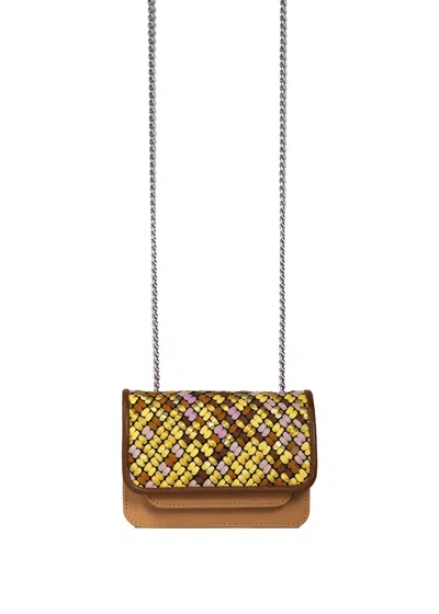 Vaskala Women's Gold / Yellow / Orange Mini Bag Honeycomb With Chain