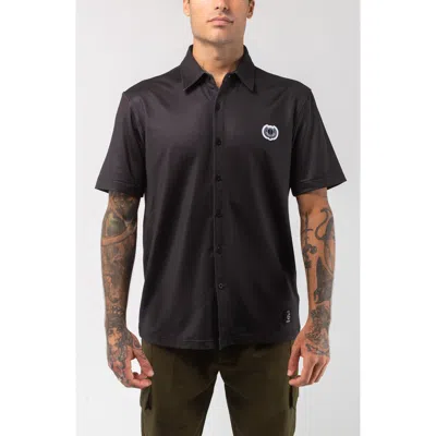 Vast Aqua Terra Night Shade Tech Short Sleeve Performance Button-up Shirt In Black