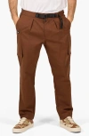 Vast Belted Twill Cargo Pants In Brown