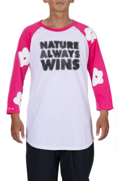 Vast Blur Floral Raglan Sleeve Graphic T-shirt In Fuchsia