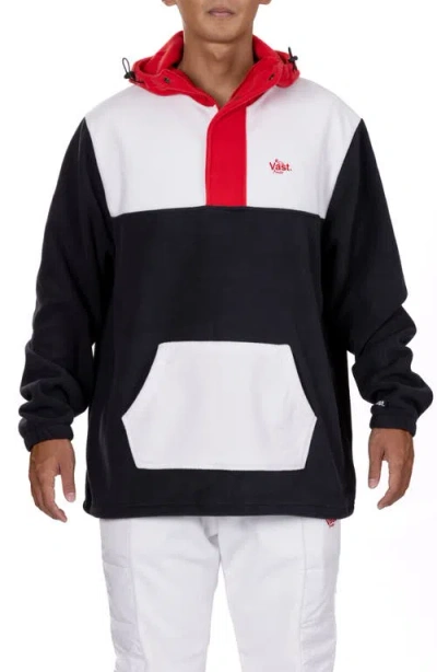 Vast Colorblock Fleece Half Zip Hoodie In Black Multi