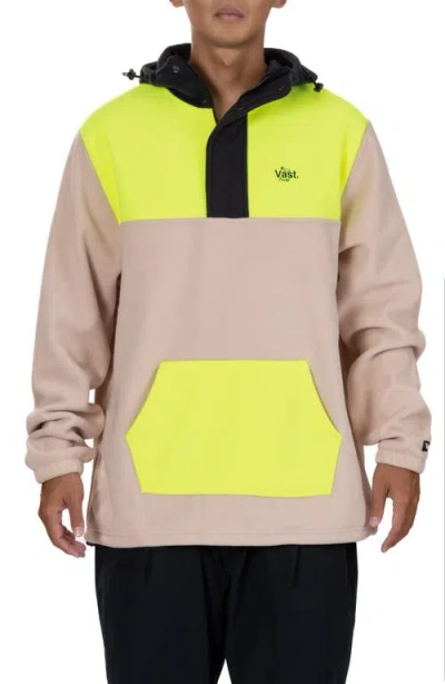 Vast Colorblock Fleece Half Zip Hoodie In Hazelnut Multi