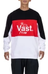 Vast Colorblock Lifestyle Crewneck Logo Graphic Sweatshirt In Red Multi