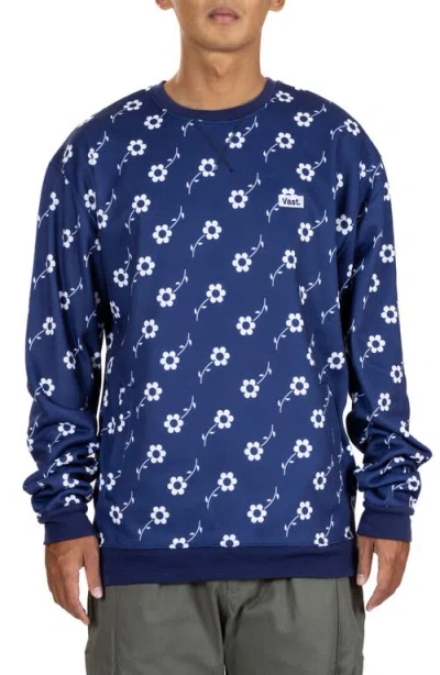 Vast Floral Print Recycled Polyester Sweatshirt In Navy